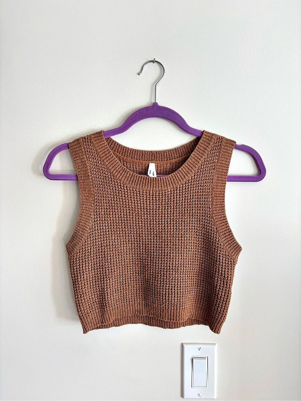 Brown Sweater Vest Cropped Top